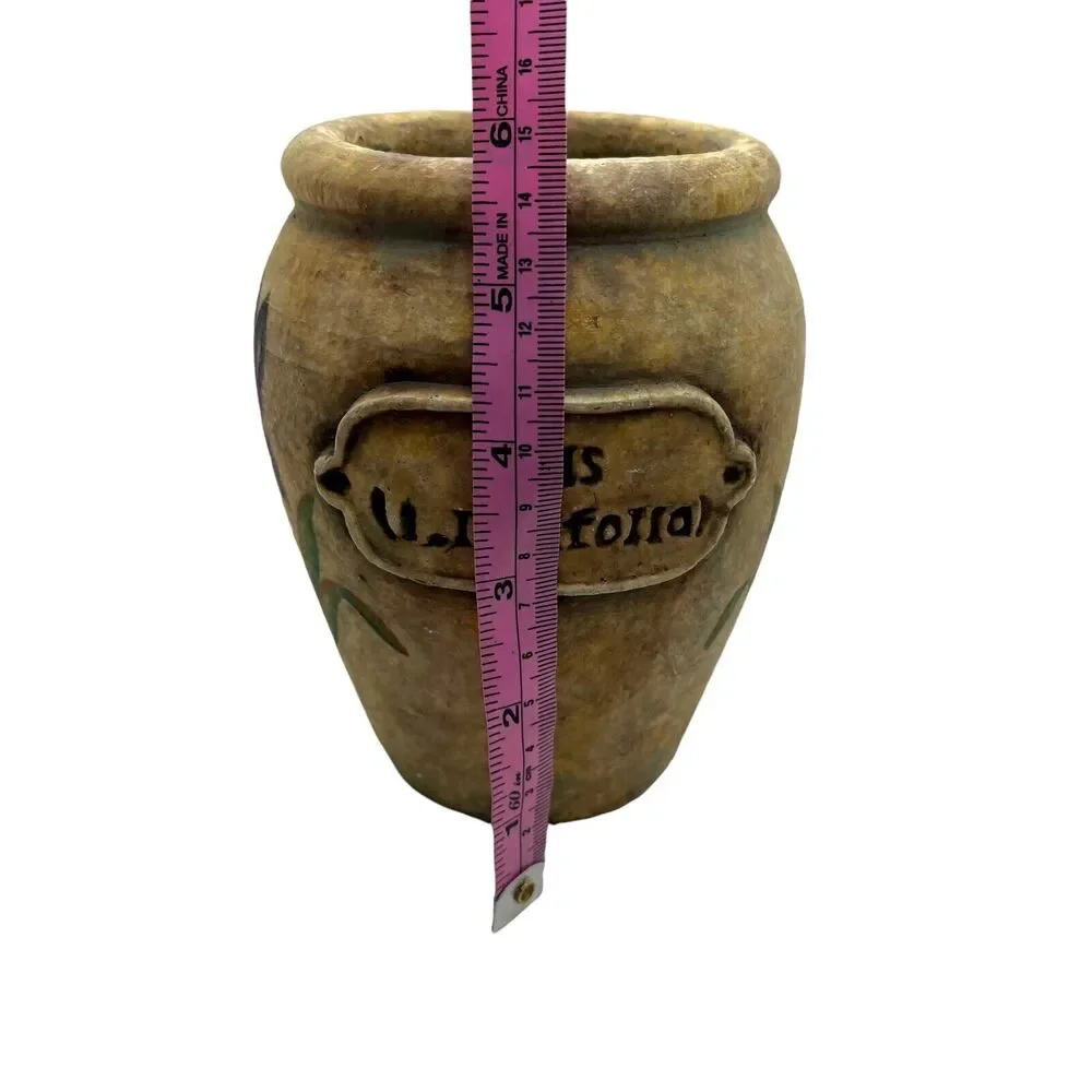 Ceramic Vase Iris U. Latifolia Painted Distressed Stone Wear Flower Vintage - Picture 11 of 12